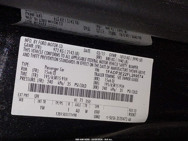 Ford FOCUS S 2015 1FADP3E22FL269574 Image 9