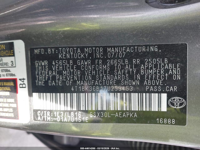 2007 TOYOTA AVALON 4T1BK36B17U253453 Photo 8