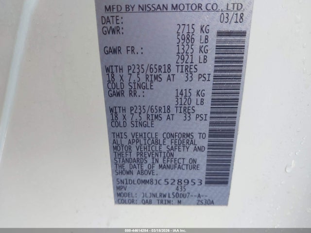 Продажа на аукционе авто 2018 Infiniti Qx60, vin: 5N1DL0MM8JC528953, номер лота: 44614284