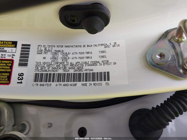 2018 Toyota Tacoma Trd Off Road მანქანა იყიდება აუქციონზე, vin: 3TMCZ5AN0JM154247, აუქციონის ნომერი: 44614295