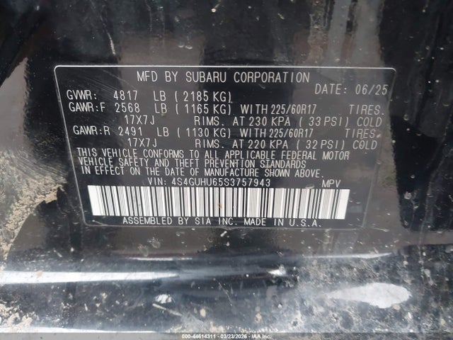 44614311 :رقم المزاد ، 4S4GUHU65S3757943 vin ، 2025 Subaru Crosstrek Wilderness مزاد بيع