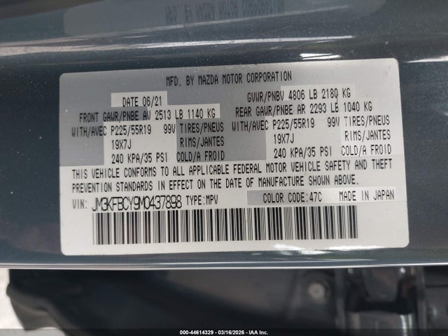 Aukcja sprzedaży 2021 Mazda Cx-5 Carbon Edition Turbo, vin: JM3KFBCY9M0437898, numer aukcji: 44614329