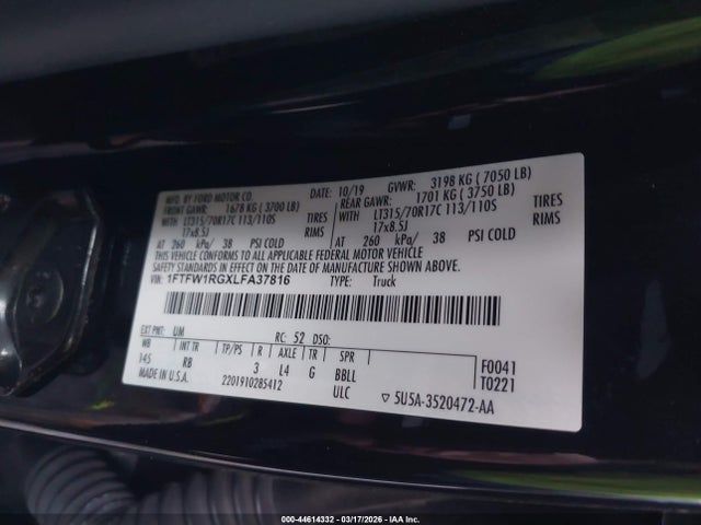 2020 FORD F-150 1FTFW1RGXLFA37816 Photo 8