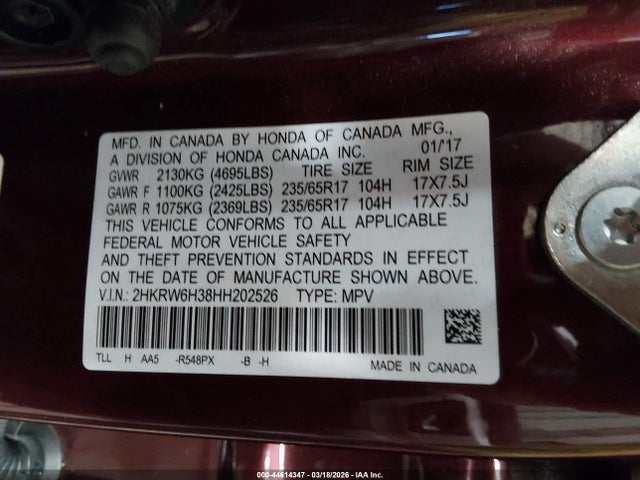 2HKRW6H38HH202526 Honda CR-V LX
