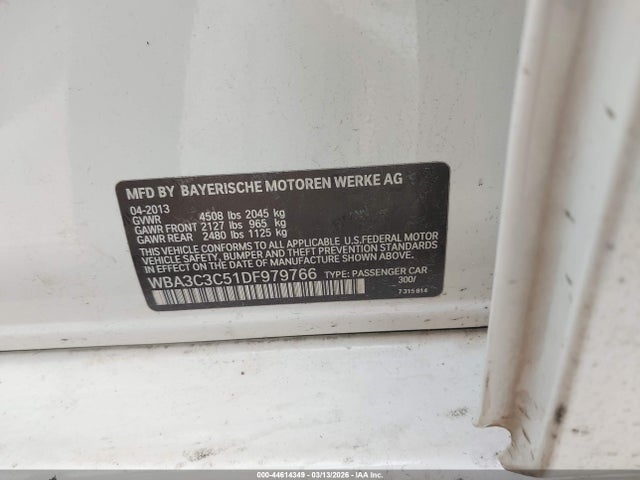 2013 BMW 320I WBA3C3C51DF979766 Photo 8