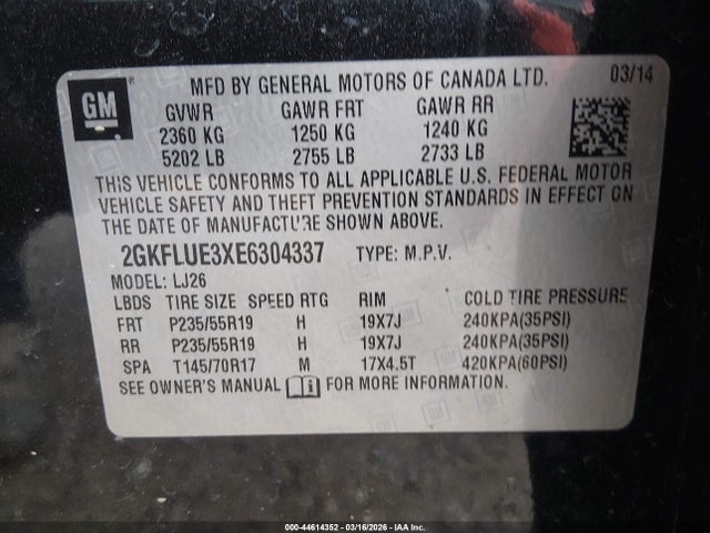 Продаж на аукціоні авто 2014 Gmc Terrain Denali, vin: 2GKFLUE3XE6304337, номер лоту: 44614352