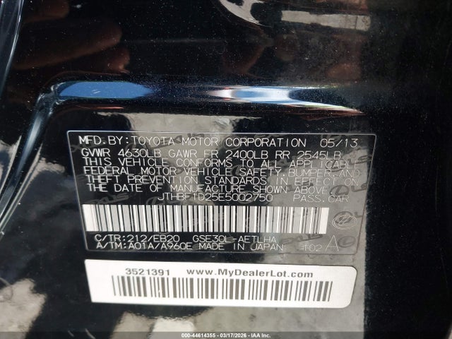 2014 LEXUS IS 250 JTHBF1D25E5002750 Photo 8