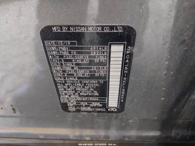 Продаж на аукціоні авто 2019 Infiniti Qx50 Luxe, vin: 3PCAJ5M16KF135604, номер лоту: 44614362