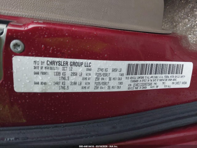 44614416 :رقم المزاد ، 2C4RC1CG5DR572609 vin ، 2013 Chrysler Town & Country Touring-l مزاد بيع