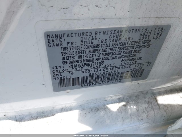 3N1AB7AP6GY271165 Nissan SENTRA S