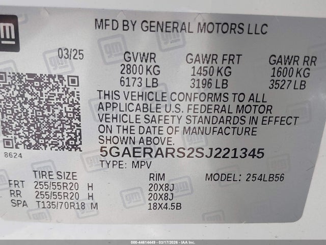 Aukcja sprzedaży 2025 Buick Enclave Preferred Fwd, vin: 5GAERARS2SJ221345, numer aukcji: 44614449