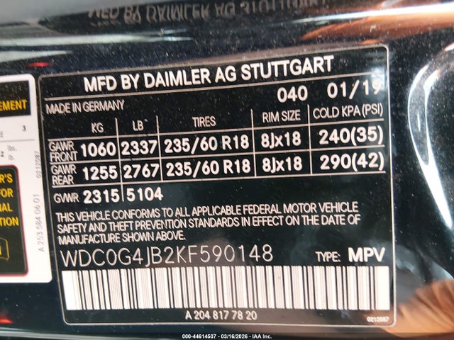 2019 MERCEDES-BENZ GLC 300 WDC0G4JB2KF590148 Photo 8