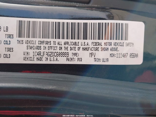 44614523 :رقم المزاد ، 1C4RJFAG2DC609999 vin ، 2013 Jeep Grand Cherokee Laredo مزاد بيع