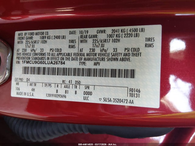 2020 FORD ESCAPE 1FMCU9G60LUA26784 Photo 8