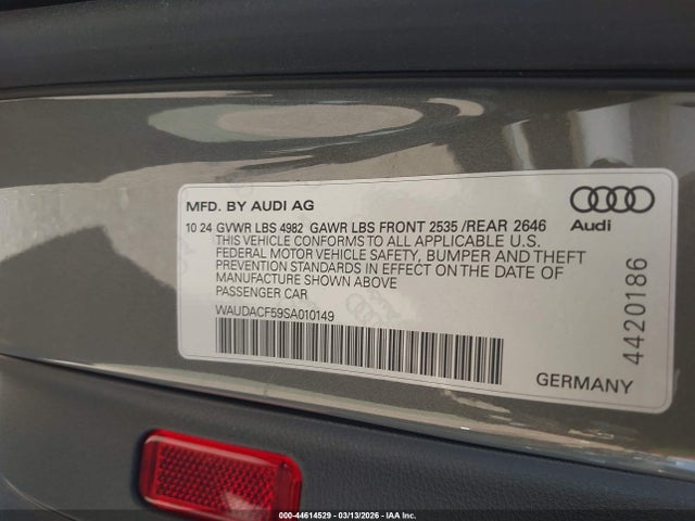 Aukcja sprzedaży 2025 Audi A5 Sportback Premium 45 Tfsi S Line Quattro S Tronic, vin: WAUDACF59SA010149, numer aukcji: 44614529