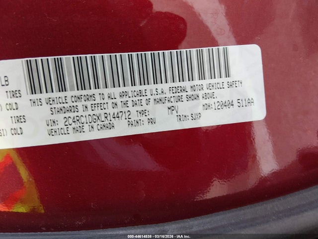 Aukcja sprzedaży 2020 Chrysler Voyager Lxi, vin: 2C4RC1DGXLR144712, numer aukcji: 44614538