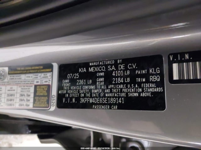 Aukcja sprzedaży 2025 Kia K4 Gt-line, vin: 3KPFW4DE6SE189141, numer aukcji: 44614558