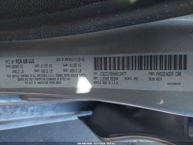 Aukcja sprzedaży 2017 Chrysler 200 Lx, vin: 1C3CCCFBXHN512477, numer aukcji: 44614566