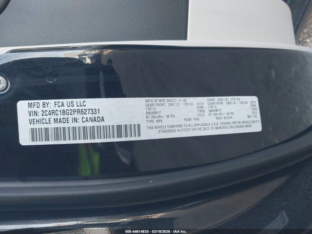 2023 Chrysler Pacifica Touring L მანქანა იყიდება აუქციონზე, vin: 2C4RC1BG2PR627331, აუქციონის ნომერი: 44614635