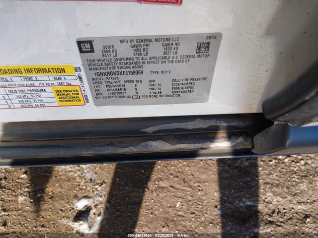 1GNKRGKDXFJ158959 Chevrolet Traverse 1lt