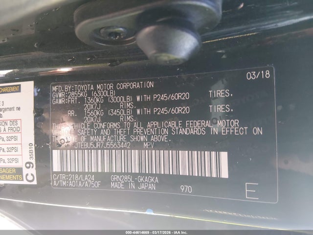 JTEBU5JR7J5563442 Toyota 4runner Limited
