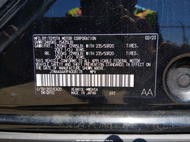 JTMAAAAA9PA008178 Toyota Bz4x Limited
