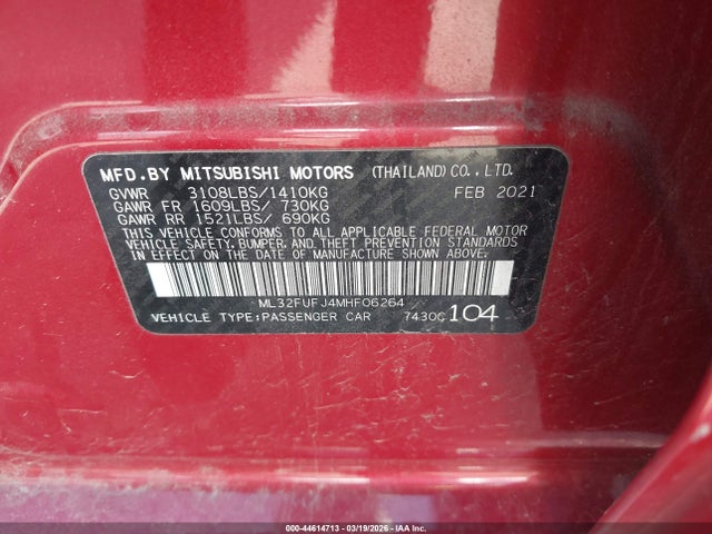 2021 MITSUBISHI MIRAGE G4 ML32FUFJ4MHF06264 Photo 8