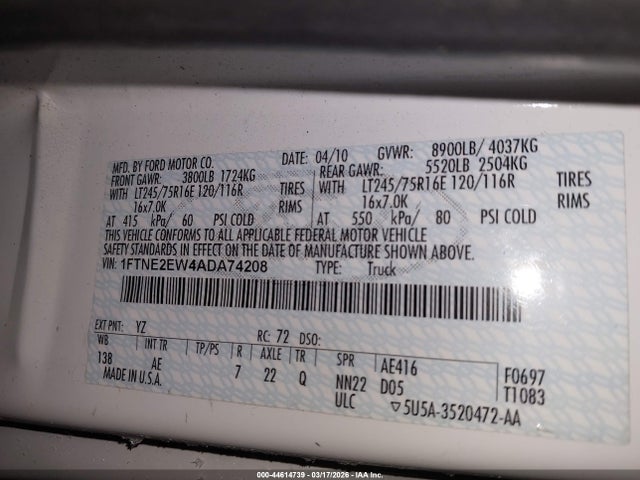 2010 FORD E-250 1FTNE2EW4ADA74208 Photo 8