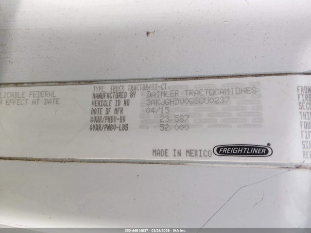 Продаж на аукціоні авто 2016 Freightliner Cascadia 113, vin: 3AKJGHDV0GSGU0237, номер лоту: 44614837