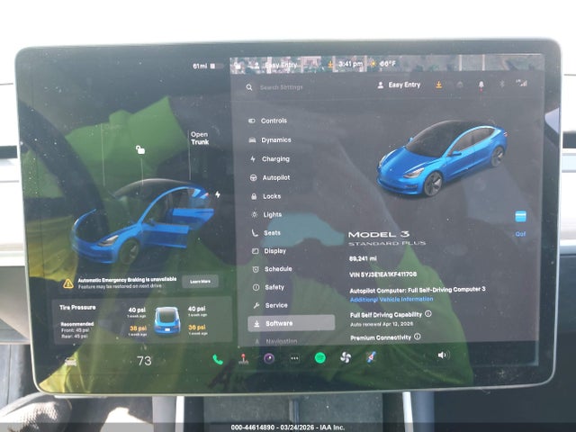 Aukcja sprzedaży 2019 Tesla Model 3 Long Range/mid Range/standard Range/standard Range Plus, vin: 5YJ3E1EA1KF411708, numer aukcji: 44614890