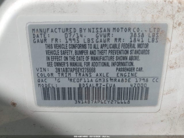 3N1AB7AP6EY276668 Nissan SENTRA SR