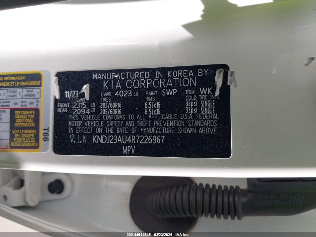 Продажа на аукционе авто 2024 Kia Soul Lx, vin: KNDJ23AU4R7226967, номер лота: 44614945