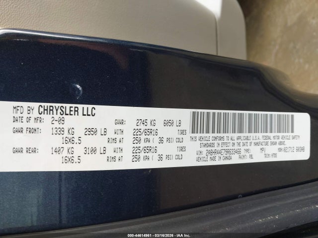 Продаж на аукціоні авто 2009 Chrysler Town & Country Lx, vin: 2A8HR44E79R633466, номер лоту: 44614961