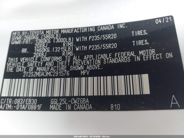 Продажа на аукционе авто 2021 Lexus Rx 350 F Sport Appearance, vin: 2T2SZMDA3MC291576, номер лота: 44615024