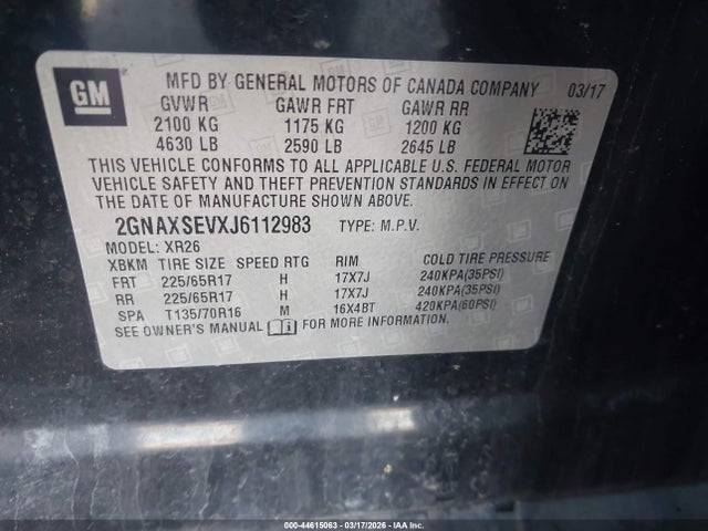 Chevrolet EQUINOX LT 2018 2GNAXSEVXJ6112983 Image 9