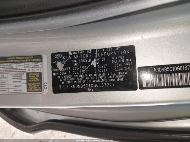 2016 KIA SEDONA KNDMB5C10G6187227 Photo 8