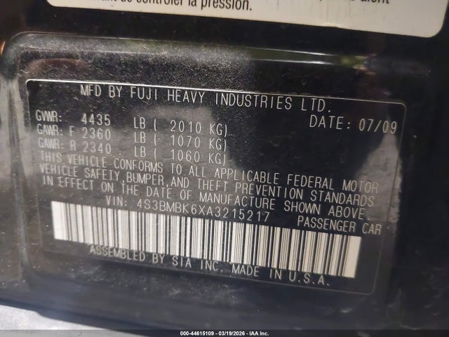 2010 SUBARU LEGACY 4S3BMBK6XA3215217 Photo 8