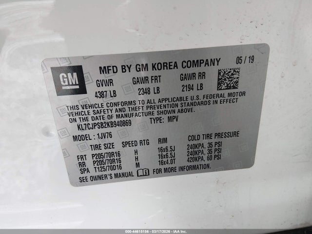 2019 CHEVROLET TRAX KL7CJPSB2KB940869 Photo 8
