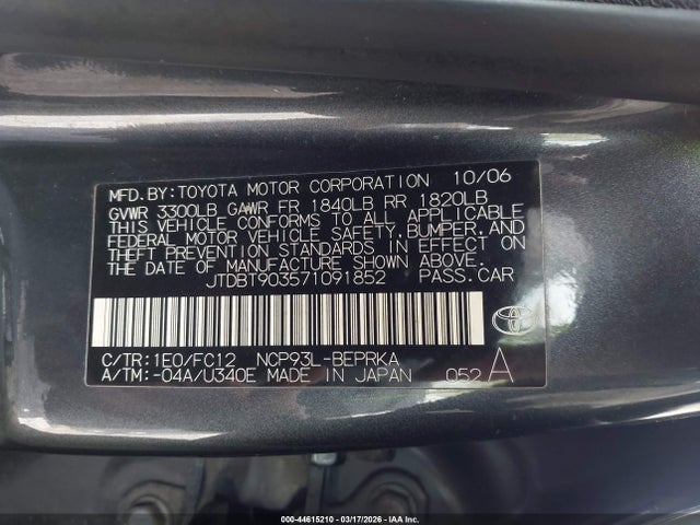 2007 TOYOTA YARIS JTDBT903571091852 Photo 8
