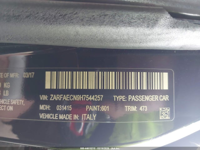 2017 ALFA ROMEO GIULIA ZARFAECN9H7544257 Photo 8