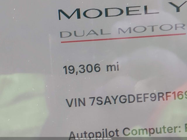 7SAYGDEF9RF169843 Tesla Model Y Performance Dual Motor All-wheel Drive