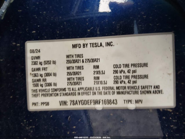 7SAYGDEF9RF169843 Tesla Model Y Performance Dual Motor All-wheel Drive