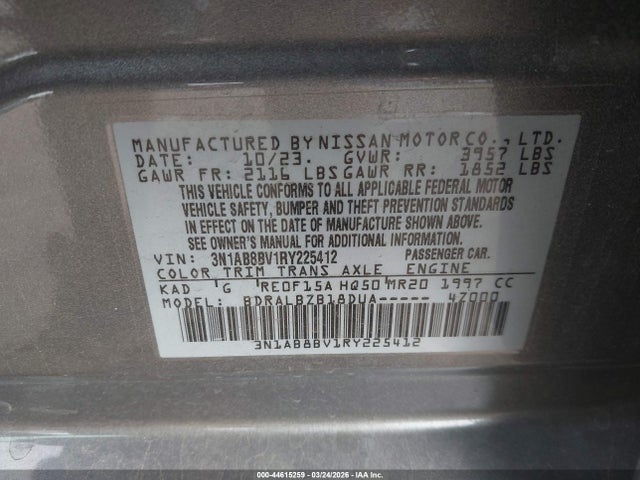Nissan Sentra S Xtronic Cvt 2024 3N1AB8BV1RY225412 Image 9