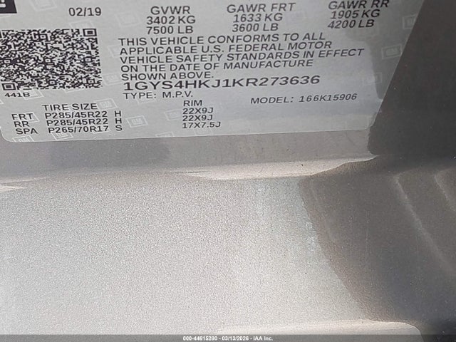 2019 CADILLAC ESCALADE ESV 1GYS4HKJ1KR273636 Photo 8