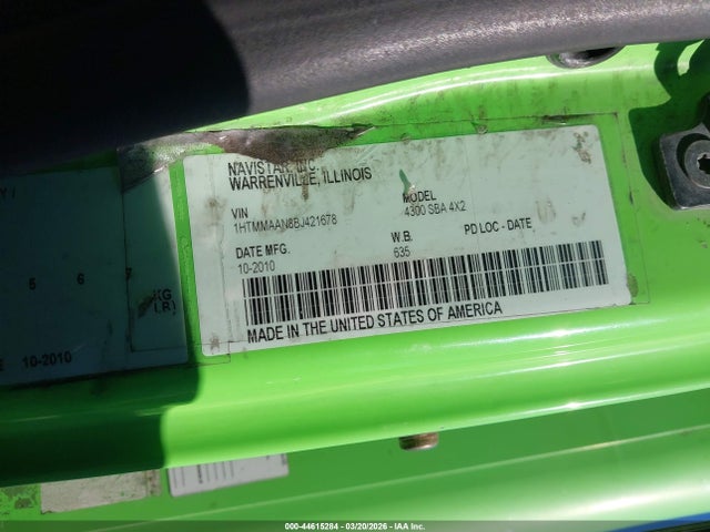 Продаж на аукціоні авто 2011 International 4000 4300, vin: 1HTMMAAN8BJ421678, номер лоту: 44615284