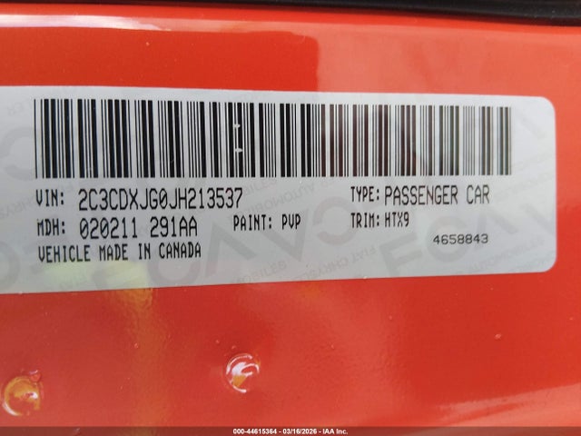 Продажа на аукционе авто 2018 Dodge Charger Gt Awd, vin: 2C3CDXJG0JH213537, номер лота: 44615364