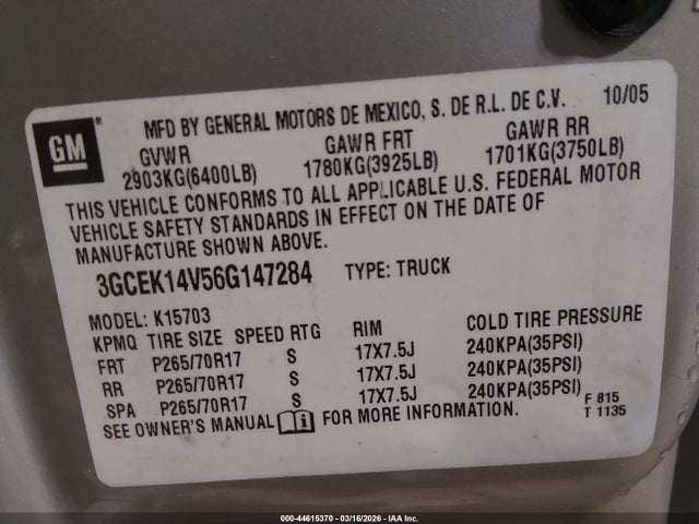2006 CHEVROLET SILVERADO 1500 3GCEK14V56G147284 Photo 8