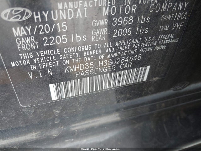 KMHD35LH3GU284648 Hyundai ELANTRA GT