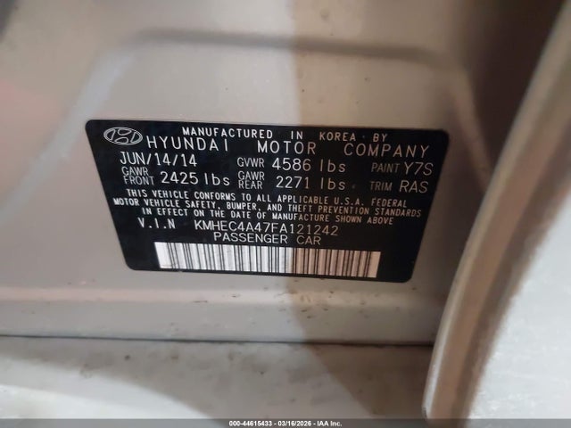 Hyundai Sonata Hybrid Limited 2015 KMHEC4A47FA121242 Image 9