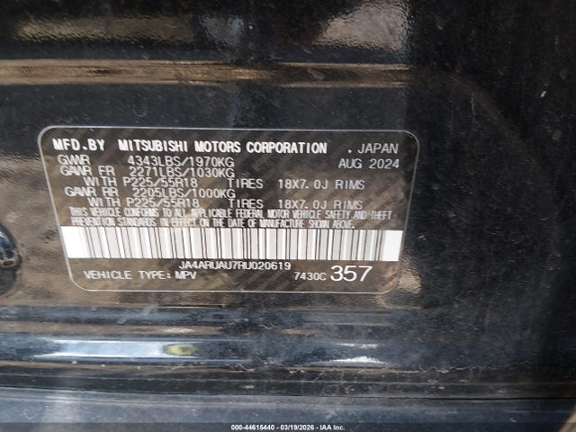 JA4ARUAU7RU020619 Mitsubishi Outlander Sport 2.0 Es Awc/2.0 Le Awc/2.0 Ralliart Awc/2.0 S Awc/2.0 Se Awc/2.0 Trail Edition Awc